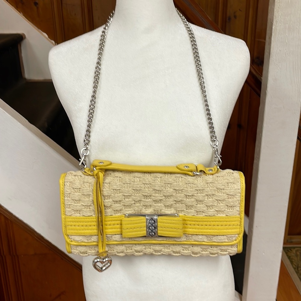 005. NWOT Beautiful Brighton Convertible Yellow Straw Shoulder Bag